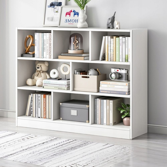 Nyitott fehér könyvespolc 6 polccal – 100x24x104 cm, skandináv modern stílusban