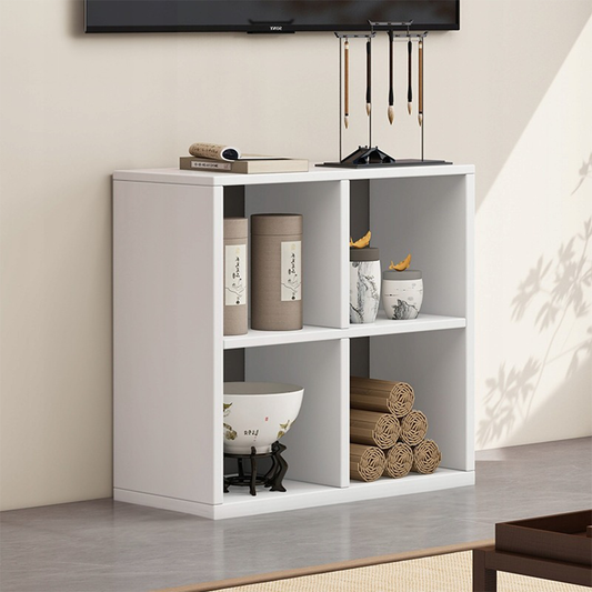 Fehér könyvespolc 4 rekesszel – 60x30x60 cm – modern dizájn és sokoldalú funkcionalitás
