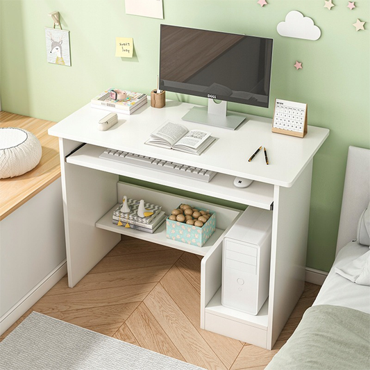 Kompakt fehér íróasztal billentyűzetfiókkal - 80x40x74 cm | Modern és ergonomikus kialakítású