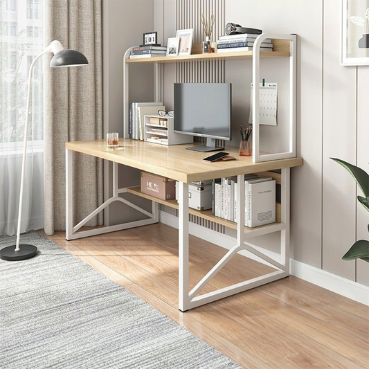 Íróasztal polcokkal 120x60x150 cm – világos tölgy, modern loft stílus