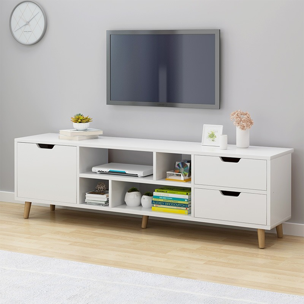 Modern fehér TV komód 140x30x38 cm - Funkcionalitás és elegancia minden enteriőrben