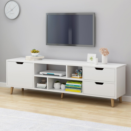Modern fehér TV komód 140x30x38 cm - Funkcionalitás és elegancia minden enteriőrben