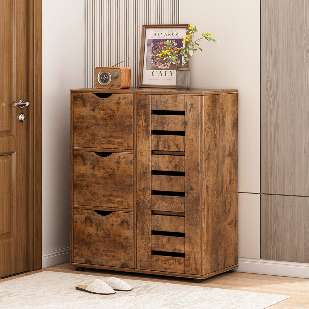 Modern komód 4 fiókkal – 60x30x80 cm | Lamellás dizájn stílusos belső terekhez