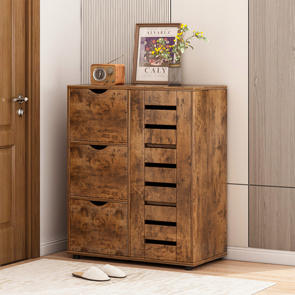 Modern komód 4 fiókkal – 60x30x80 cm | Lamellás dizájn stílusos belső terekhez