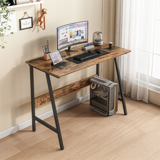 Ipari loft stílusú íróasztal 100x50 cm – Rusztikus asztallap, fekete fémváz