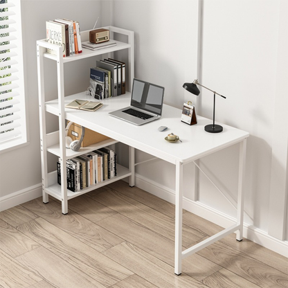 Modern, fehér loft stílusú íróasztal könyvespolccal – 120x55x110 cm