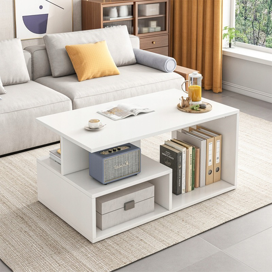 Fehér dohányzóasztal polccal 90x51x43 cm – modern és funkcionális kialakítás
