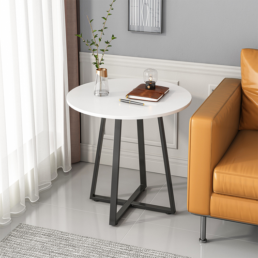 Modern fehér asztal 80x60x74 cm – sokoldalú kialakítás fa hatású elemekkel, ideális nappaliba vagy irodába