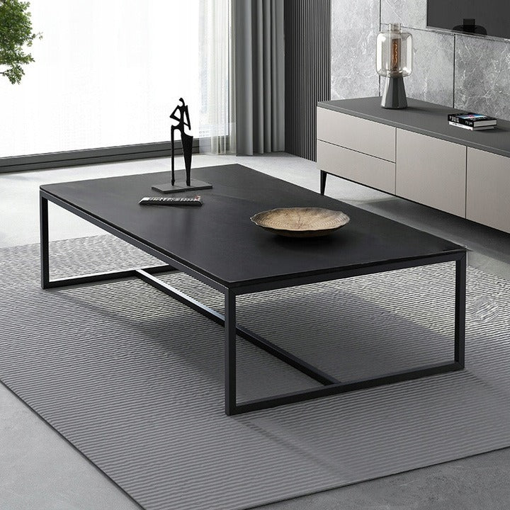 Modern téglalap alakú dohányzóasztal 120 cm, fekete, ipari loft