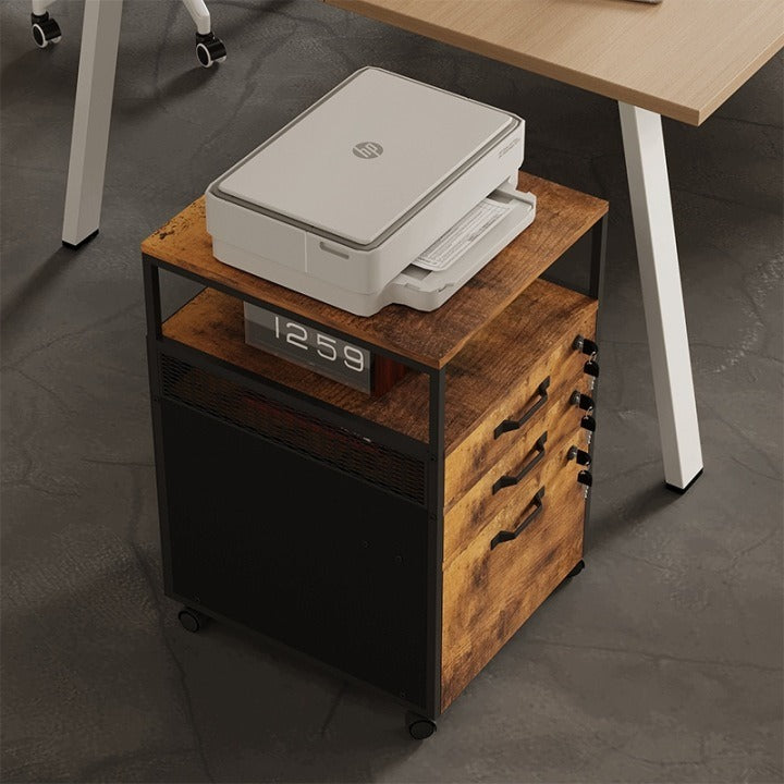 Mobil irodai fiókos szekrény 2 zárható fiókkal 42,1 x 43,9 x 68,8 cm rusztikus tölgy loft