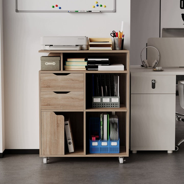 Mobil irodai nyomtatótartó szekrény kerekeken 60 x 39,5 x 73,5 cm világosbarna