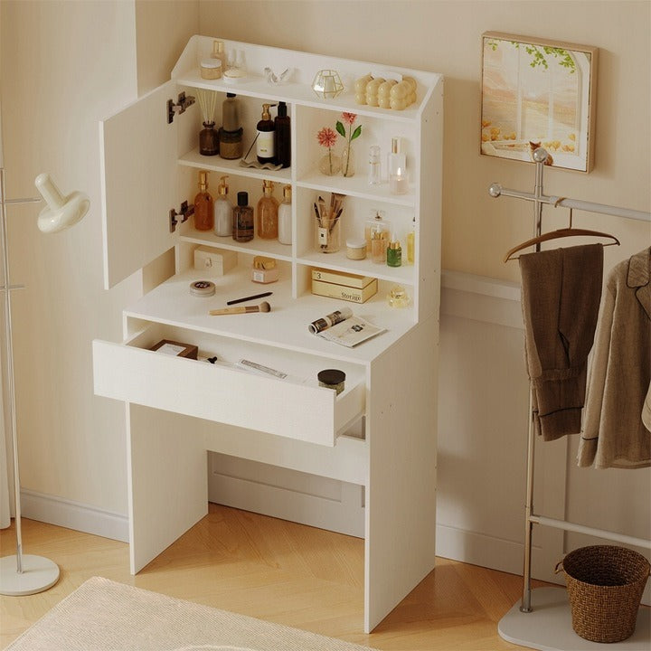 Modern öltözőasztal nyitható tükörrel, loft fiókkal, glamour