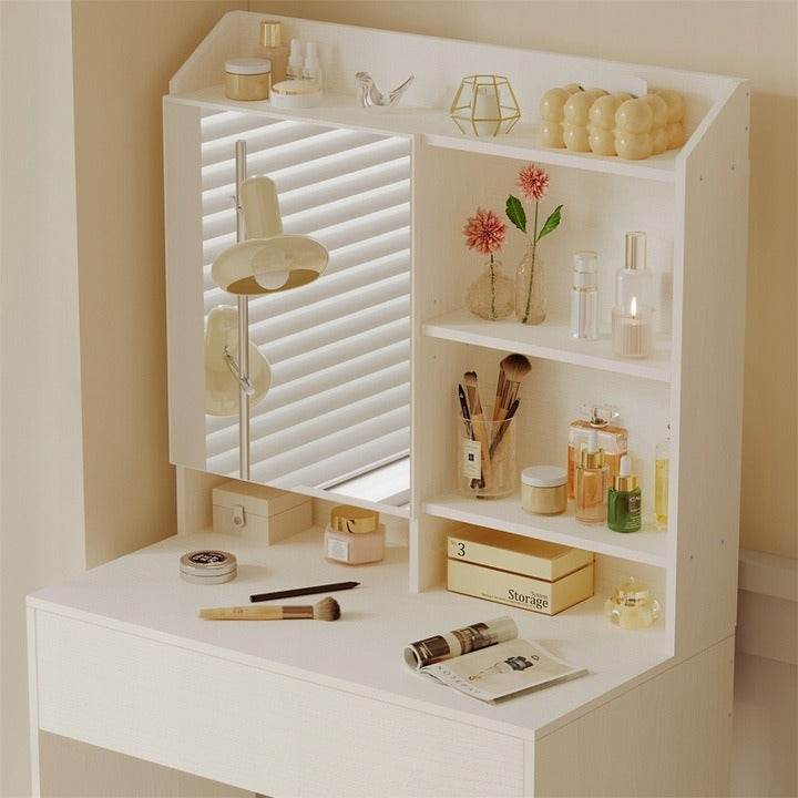 Modern öltözőasztal nyitható tükörrel, loft fiókkal, glamour