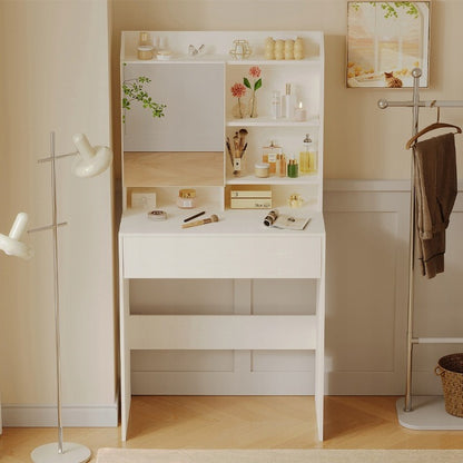 Modern öltözőasztal nyitható tükörrel, loft fiókkal, glamour