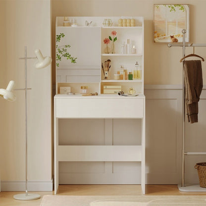 Modern öltözőasztal nyitható tükörrel, loft fiókkal, glamour