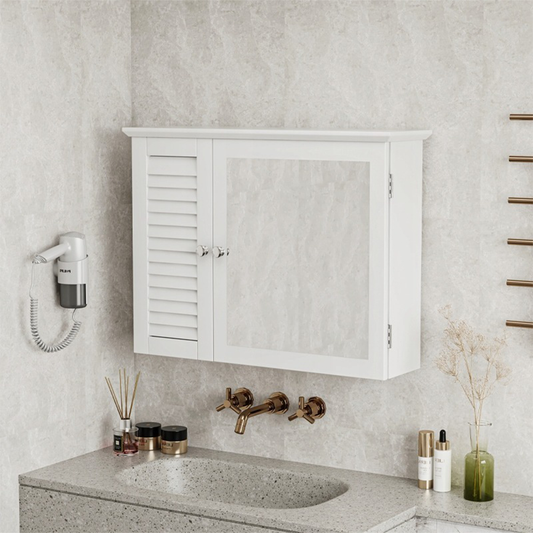 Fali fürdőszobai tükörszekrény 65x49x15 cm – Fehér, belső polcokkal
