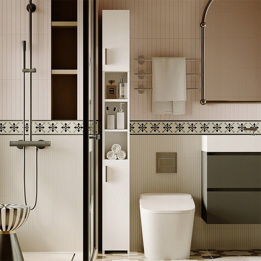 Fürdőszoba álló szekrény, fehér loft, szekrény, polc, magas, keskeny oszlop