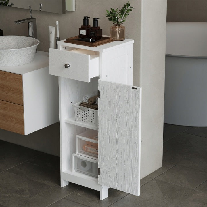 Fehér Fürdőszobai Állószekrény 87 cm – Loft Stílus Fiókkal és Polcokkal
