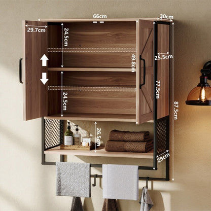 Loft Függesztett Fürdőszobai Szekrény – Rusztikus Fogassal 66 cm