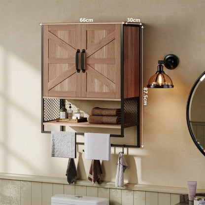 Loft Függesztett Fürdőszobai Szekrény – Rusztikus Fogassal 66 cm
