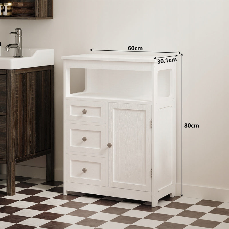 Fehér Fürdőszobai Szekrény 3 Fiókkal – Álló Loft Szekrény 60 cm