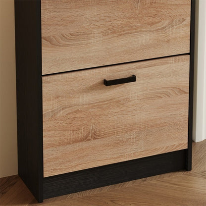 Világosbarna cipőszekrény előszobába, modern, 3 polcos, dönthető, szabadon álló