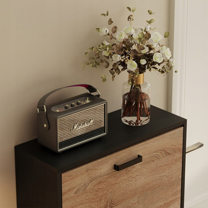 Világosbarna cipőszekrény előszobába, modern, 3 polcos, dönthető, szabadon álló