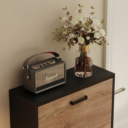 Világosbarna cipőszekrény előszobába, modern, 3 polcos, dönthető, szabadon álló