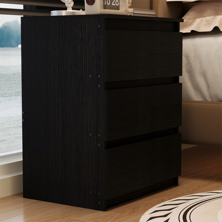 Loft Éjjeliszekrény Fekete 3 Fiókkal 60 cm – Modern Hálószobai Asztal