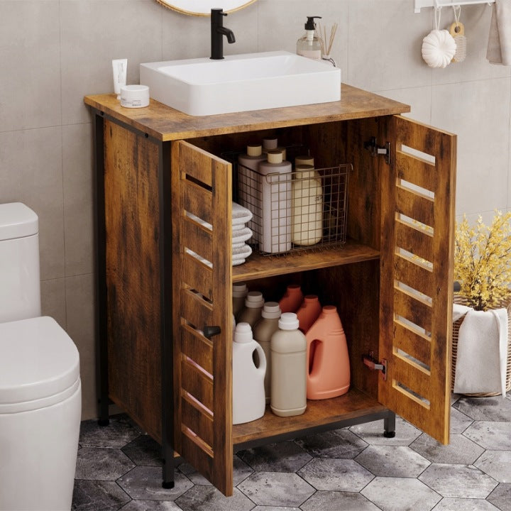 Loft Rusztikus Mosdószekrény – Barna Álló 62 cm