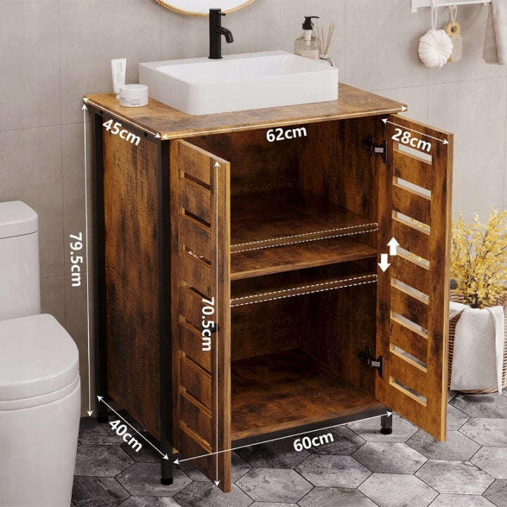 Loft Rusztikus Mosdószekrény – Barna Álló 62 cm