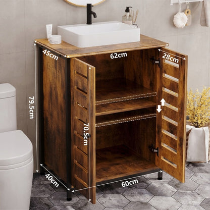 Loft Rusztikus Mosdószekrény – Barna Álló 62 cm