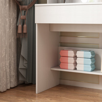 Kozmetikai fésülködőasztal LED tükörrel, 110 cm – modern fésülködőasztal sminkeléshez és frizurázáshoz, loft stílusban