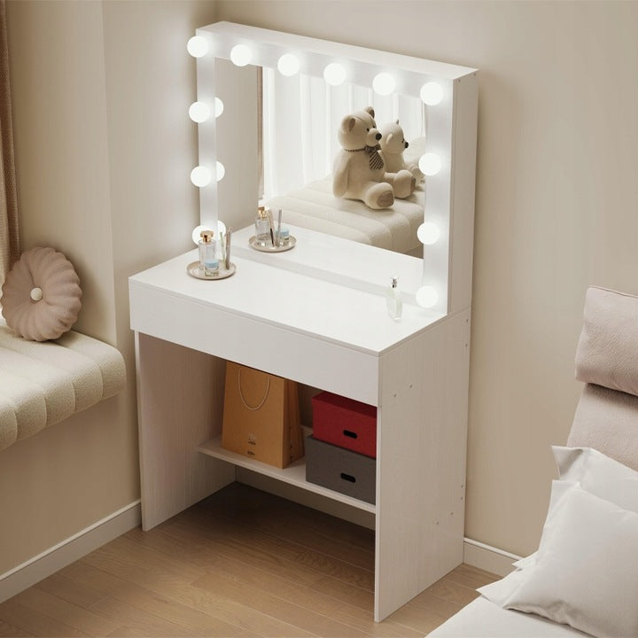 LED világítással ellátott kozmetikai asztal – modern sminkasztal glamour loft stílusban