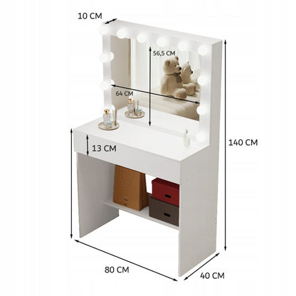 LED világítással ellátott kozmetikai asztal – modern sminkasztal glamour loft stílusban