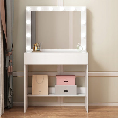 LED világítással ellátott kozmetikai asztal – modern sminkasztal glamour loft stílusban