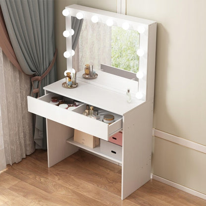 LED világítással ellátott kozmetikai asztal – modern sminkasztal glamour loft stílusban