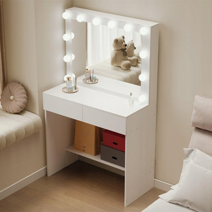 LED világítással ellátott kozmetikai asztal – modern sminkasztal loft glamour stílusban