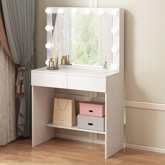 LED világítással ellátott kozmetikai asztal – modern sminkasztal loft glamour stílusban