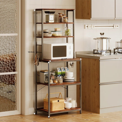 Többfunkciós vintage barna loft konyhaszekrény 6 polccal, 166 cm