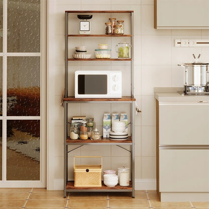 Többfunkciós vintage barna loft konyhaszekrény 6 polccal, 166 cm