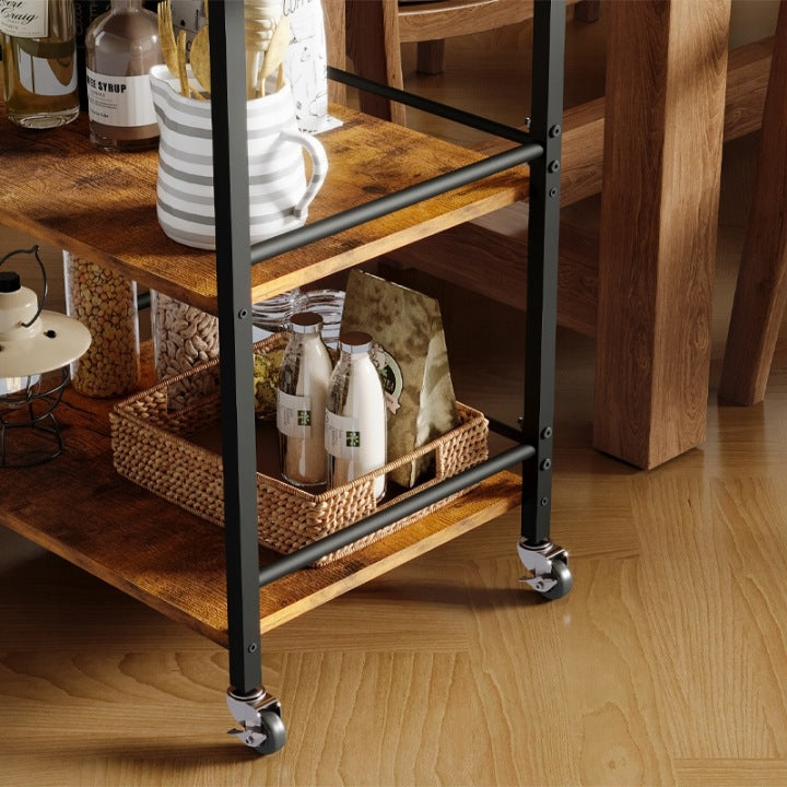 Konyhai Kocsi Kerekeken Barna 86 cm – Levehető Vintage Loft Tálcával