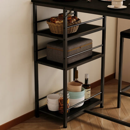Fekete Loft Bárszett – Asztal + 2 Szék Konyhába és Étkezőbe