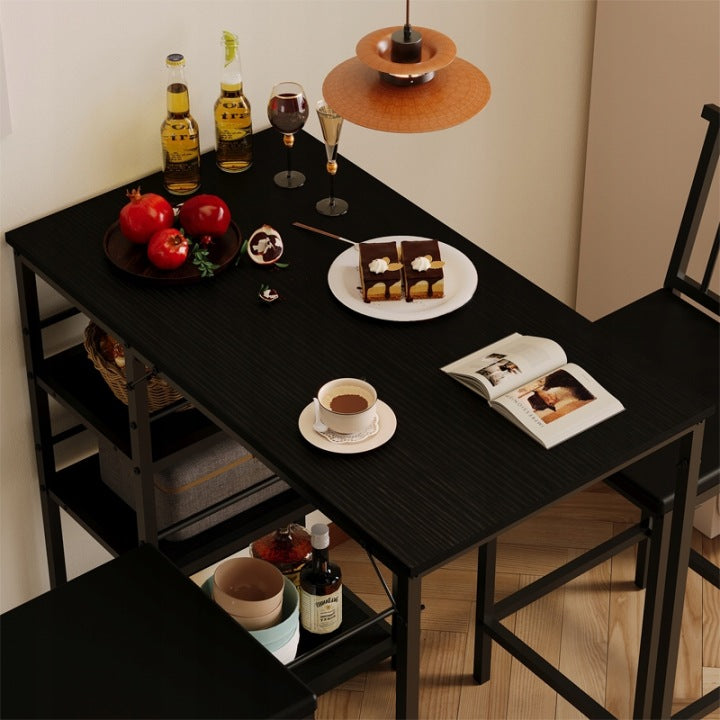 Fekete Loft Bárszett – Asztal + 2 Szék Konyhába és Étkezőbe