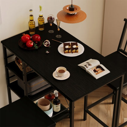 Fekete Loft Bárszett – Asztal + 2 Szék Konyhába és Étkezőbe