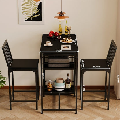 Fekete Loft Bárszett – Asztal + 2 Szék Konyhába és Étkezőbe