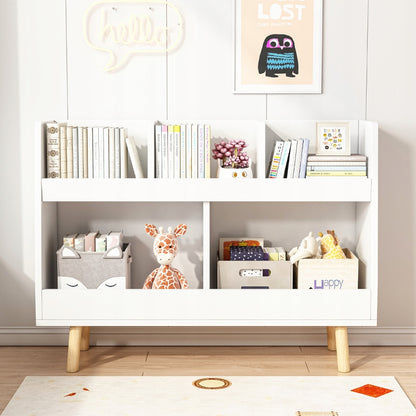 Gyerekeknek való könyv- és újságtartó polc, játéktároló szekrény, álló könyvtár 60 cm