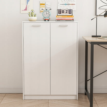 Irodai loft 2 ajtós könyvespolc polcokkal tágas szabadon álló fehér 108 cm