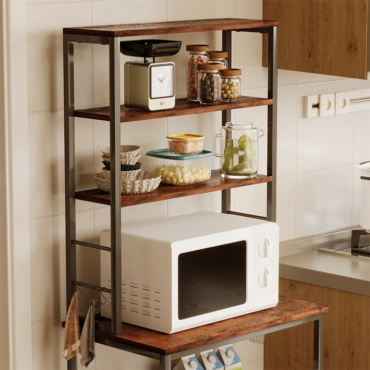 Többfunkciós vintage barna loft konyhaszekrény 6 polccal, 166 cm