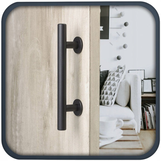 Csúszóajtó fogantyú, matt fekete, loft, masszív, retro, prémium